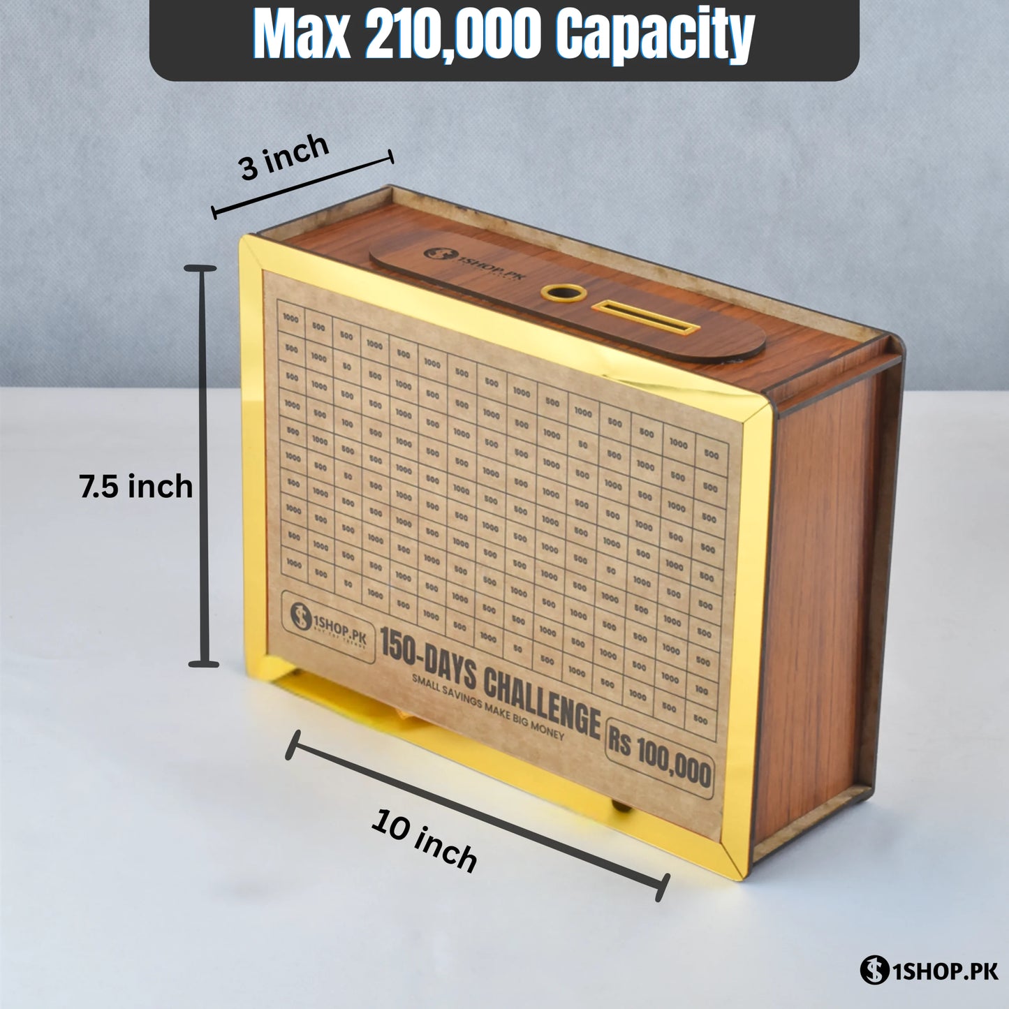 All in 1 – Reusable Wooden Money Saving Box (Openable)