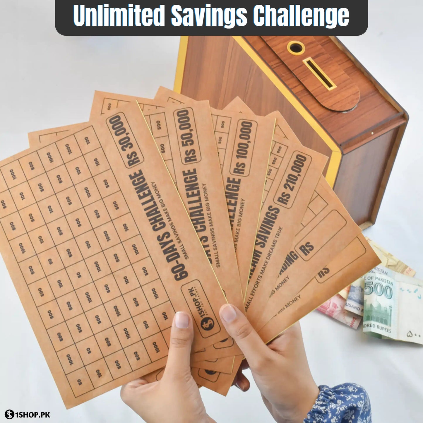 All in 1 – Reusable Wooden Money Saving Box (Openable)