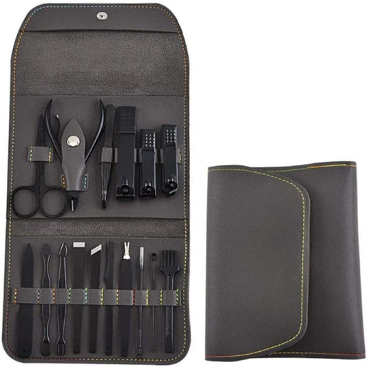 16 PCs Nail Clipper/Manicure & Pedicure Kit-GREY_Black_ Blue